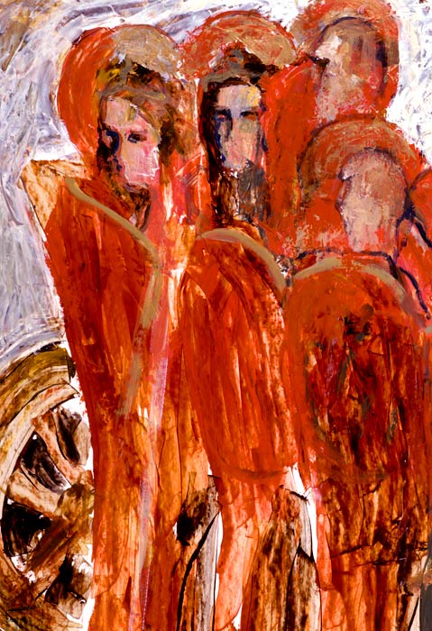 Boadicea and her daughter — painting by Julie Wray